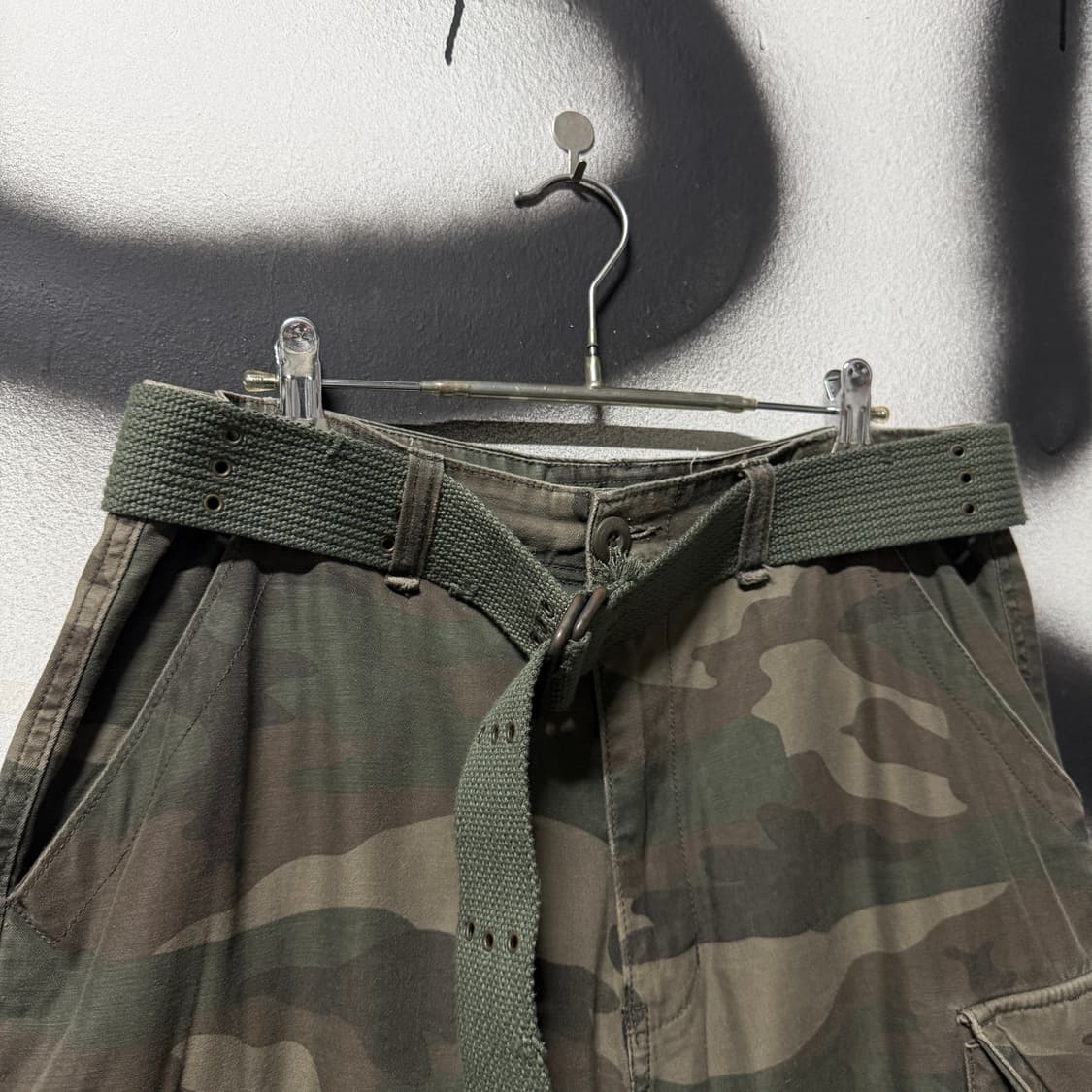 VTG 빈티지 버클 디테일 카모 와이드 카고 쇼츠 팬츠 상품이미지3