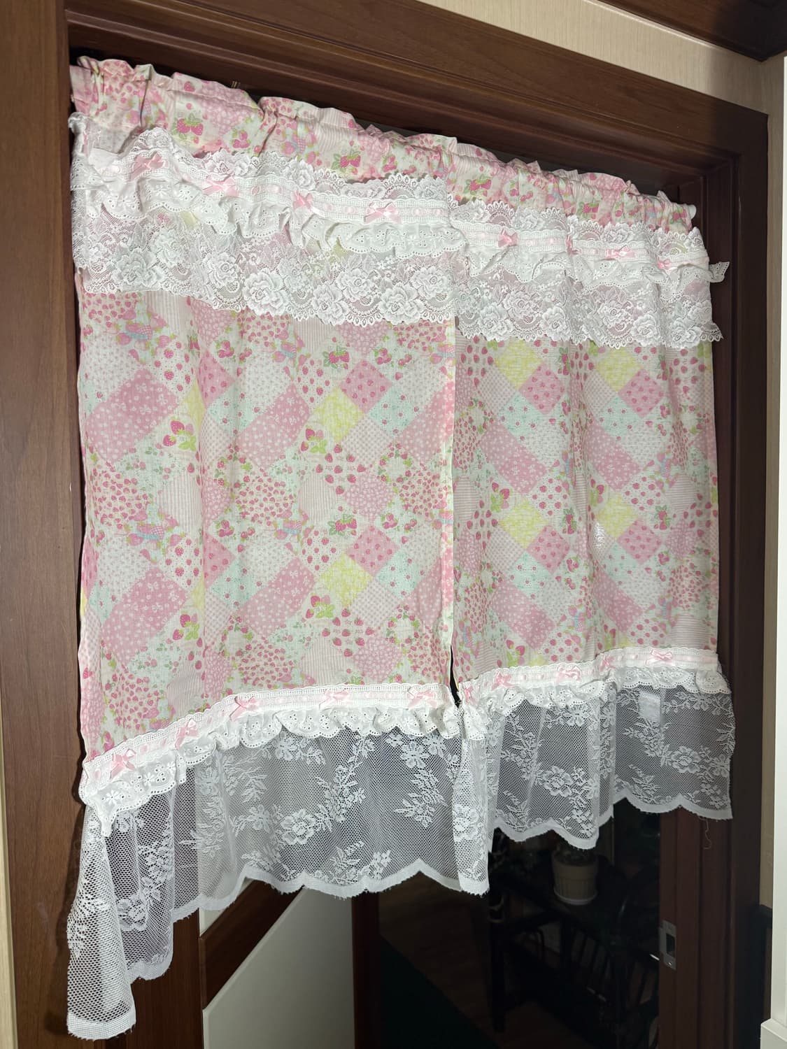 딸기쇼트케이크 레이스 노렌 커튼  상품이미지1