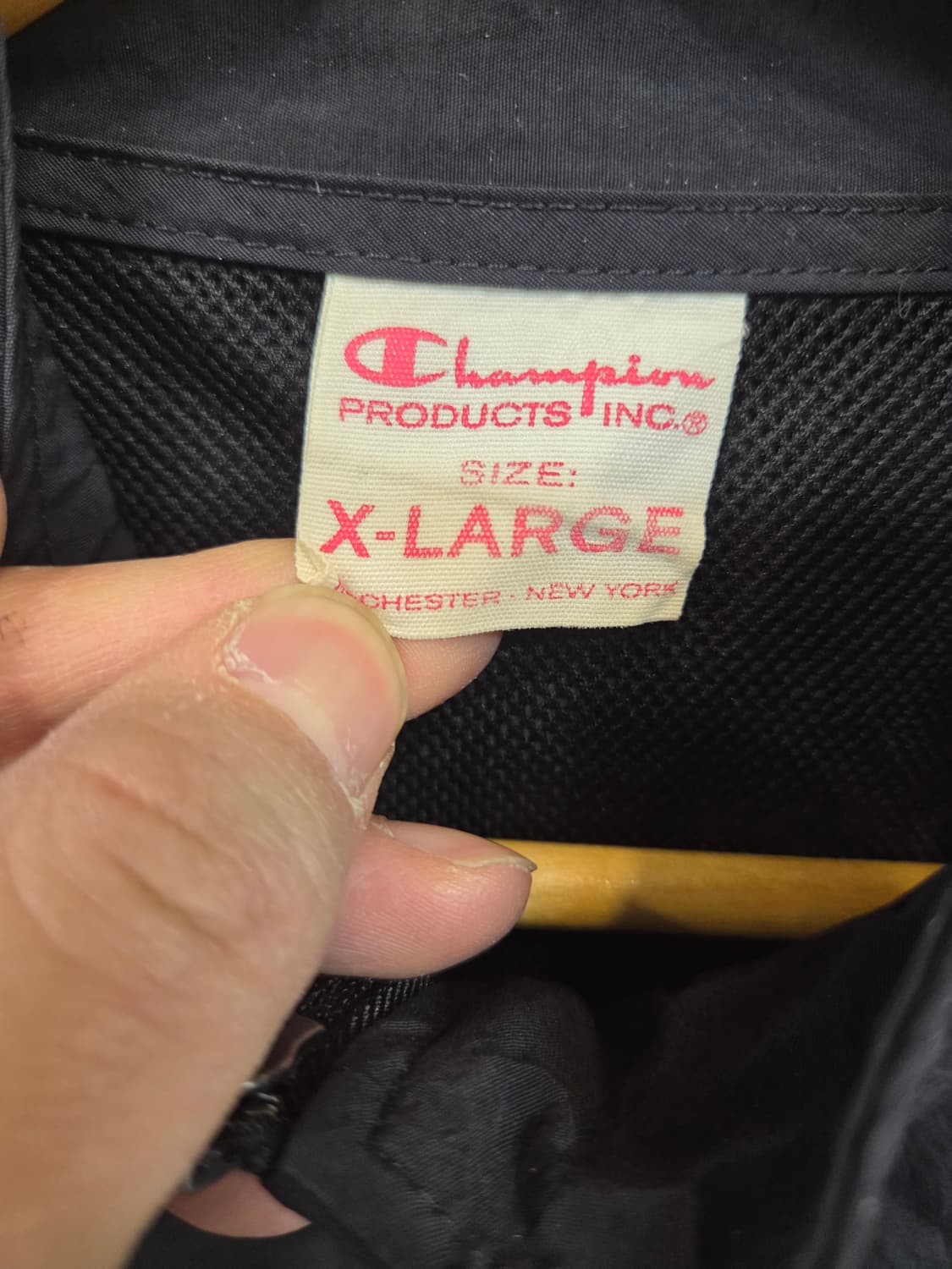 챔피온 올드스쿨 배색 테이프로고 우븐 바람막이 트랙자켓 xl 상품이미지3