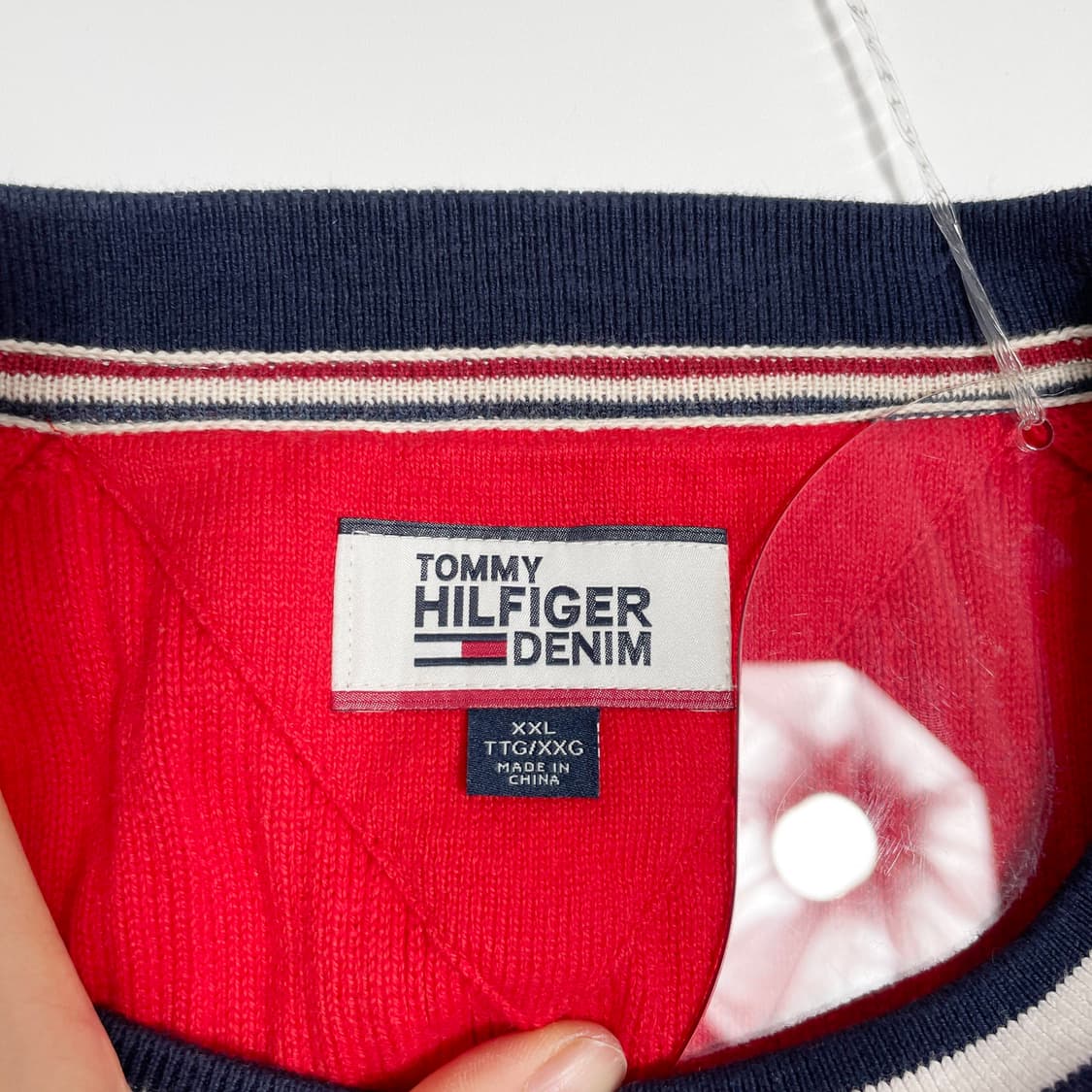 D2 타미힐피거 빈티지 레터링 라인 니트 XXL사이즈 상품이미지6