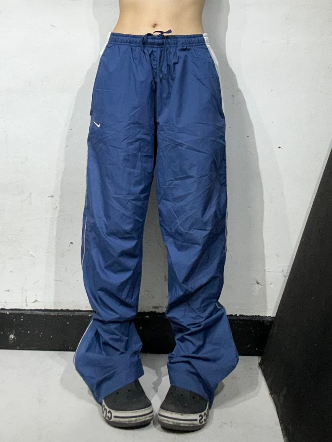 나이키 블루 와이드 화이트 사이드 트랙 팬츠 L 상품이미지2