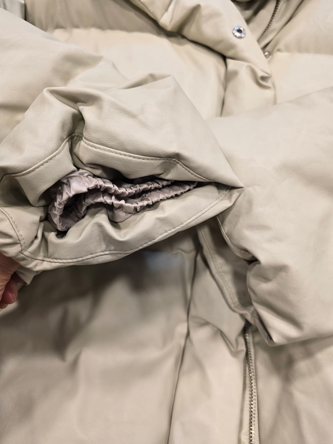 거의새거) 르 Le 아이보리 다운패딩 가죽점퍼 숏자켓 프리사이즈 상품이미지7