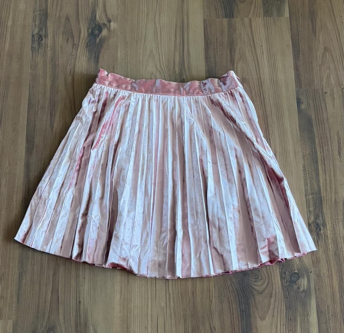 로켓런치 투톤 벨벳 플리츠 스커트 핑크 상품이미지1