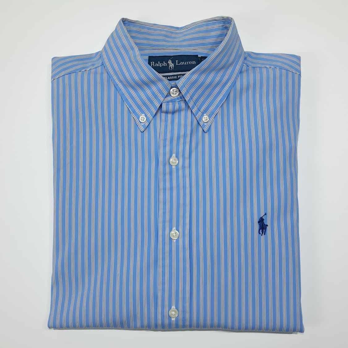 CL614 L 폴로 00s 코튼 뱅커스트라이프 블루 셔츠 남방 상품이미지7