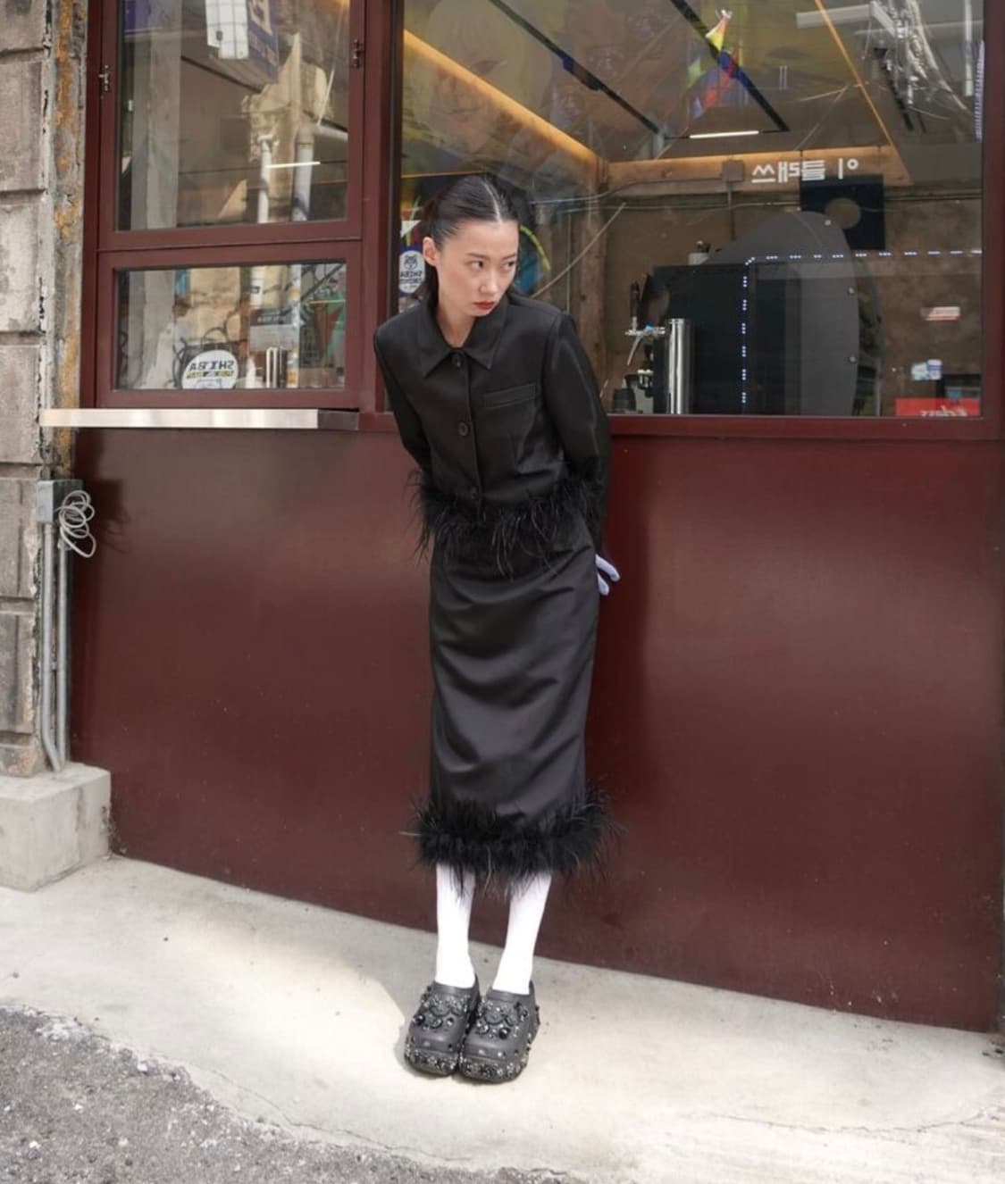 오스트리치 스커트 블랙 상품이미지8