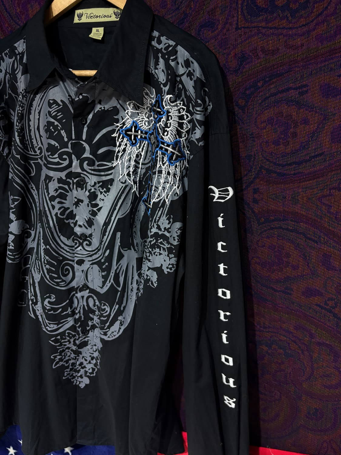 Vietorious 고딕 펑크 십자가 블랙셔츠 상품이미지5