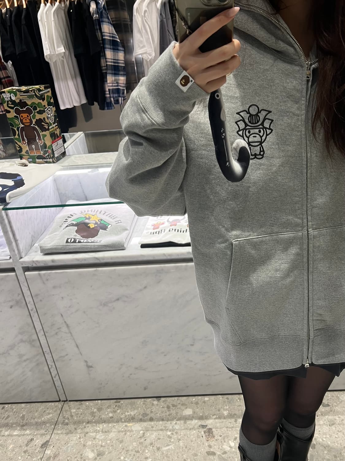 베이프 교토 베이비 마일로 사무라이 풀 집 후드 그레이 - 교토 스토어 상품이미지3