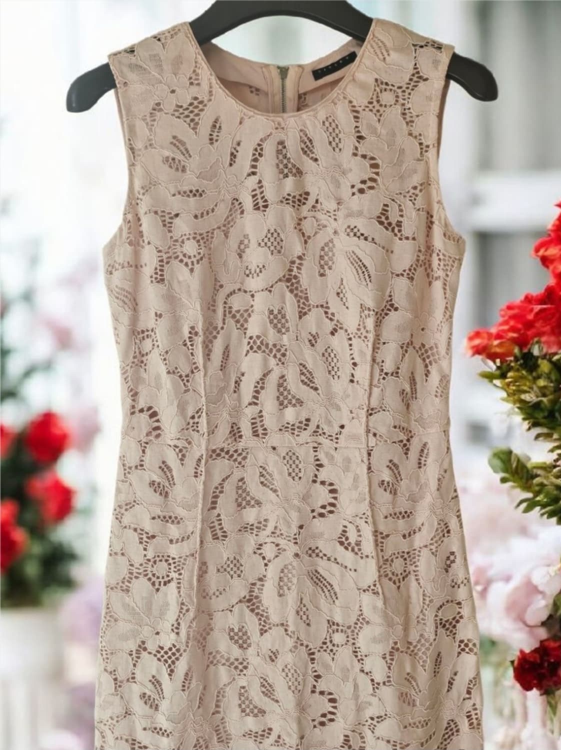 시슬리 핑크 플라워 자수 러블리 민소매 미디원피스 55 상품이미지3