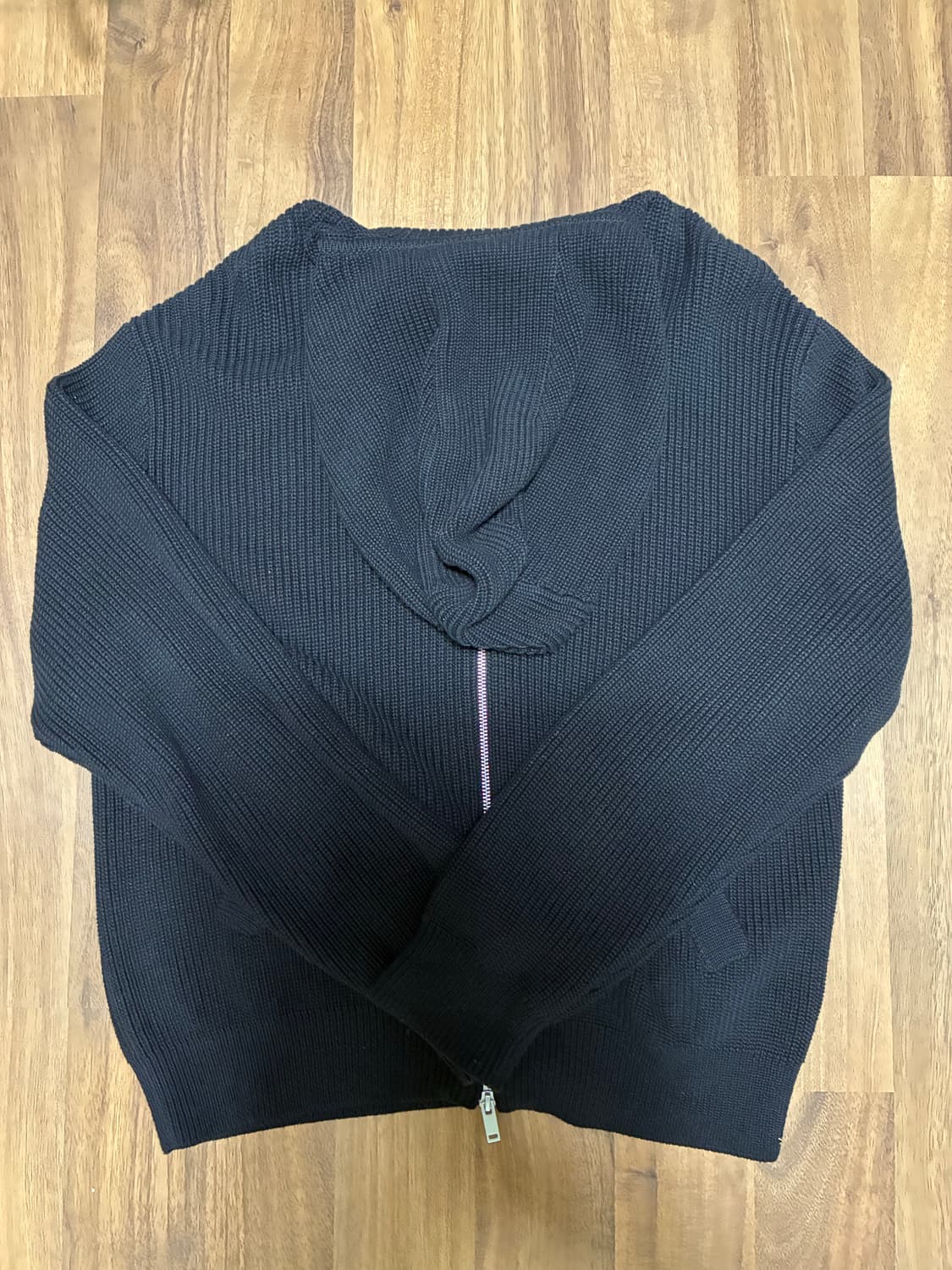 무신사스탠다드 니티드 후드집업 m,black 상품이미지2