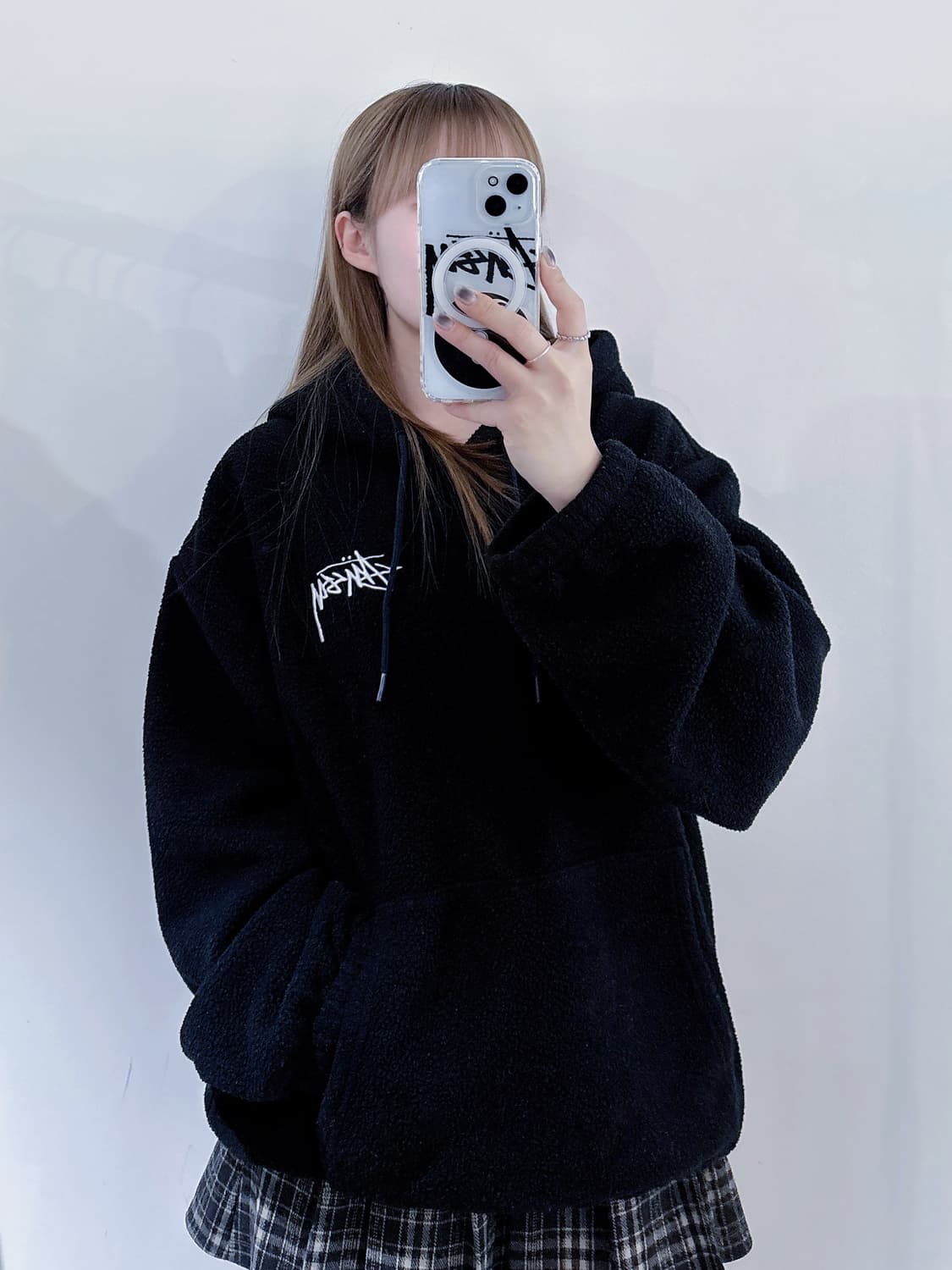 스투시 블랙 후리스 후드 상품이미지2