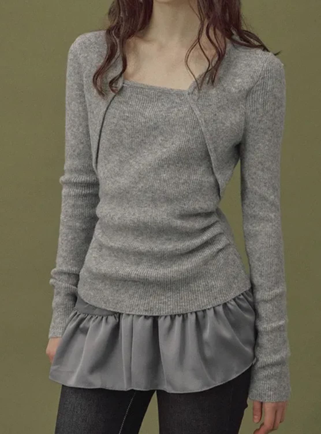 트위 케티아 셔링 볼레로 니트 상품이미지3