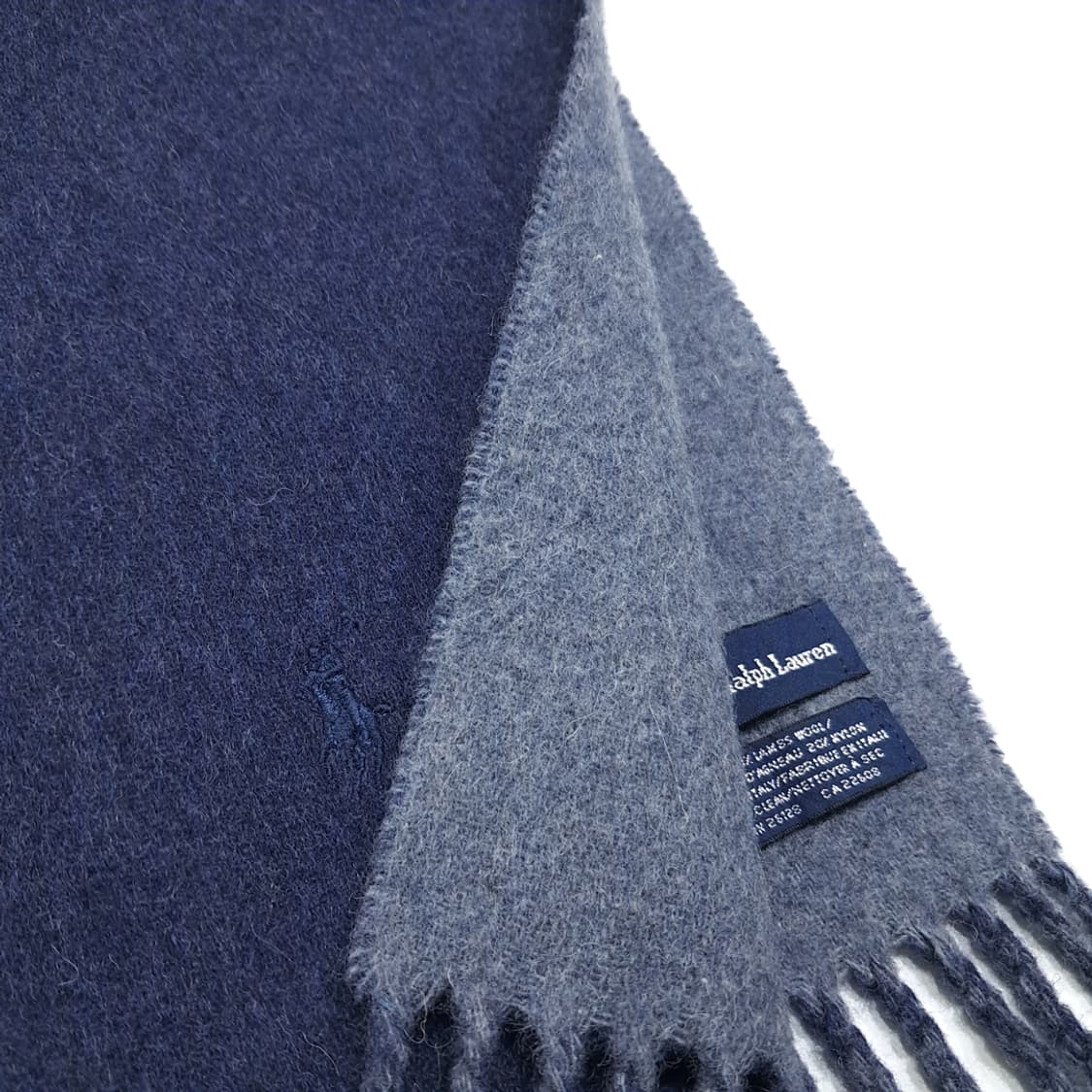 MX426 폴로 이태리판 램스울 양면 네이비 머플러 목도리 상품이미지6