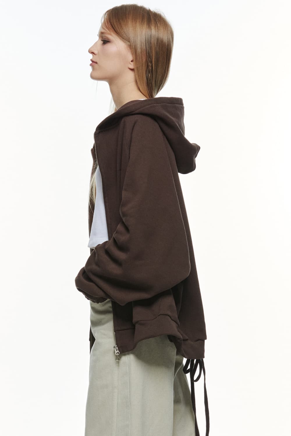 쓰리투에이티 오버핏 후드집업 브라운 상품이미지3