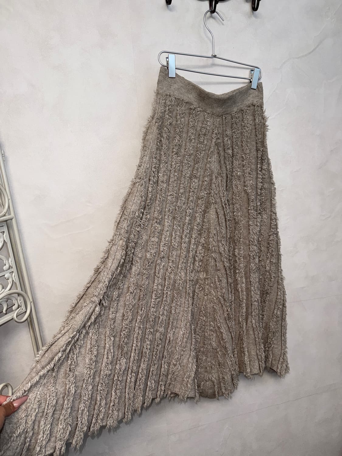 Beige grunge knit maxi banding skirt 상품이미지2