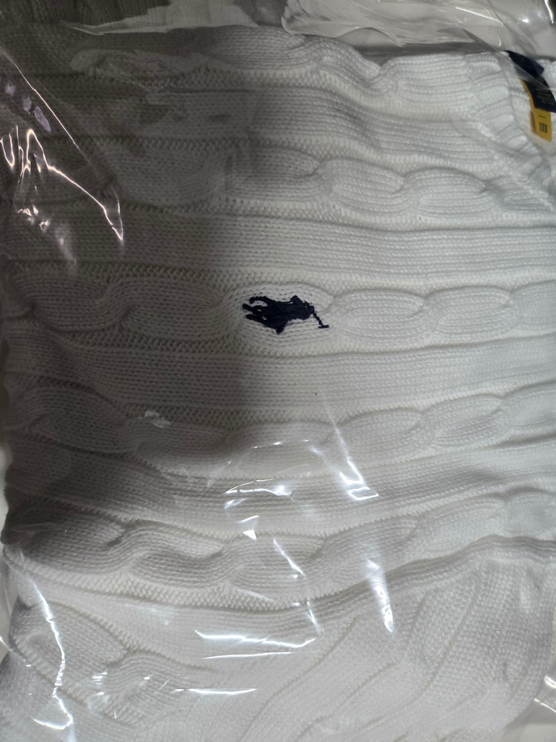 QR 폴로 케이블 니트 스웨터 XXL 화이트 꽈배기 105  110 상품이미지8