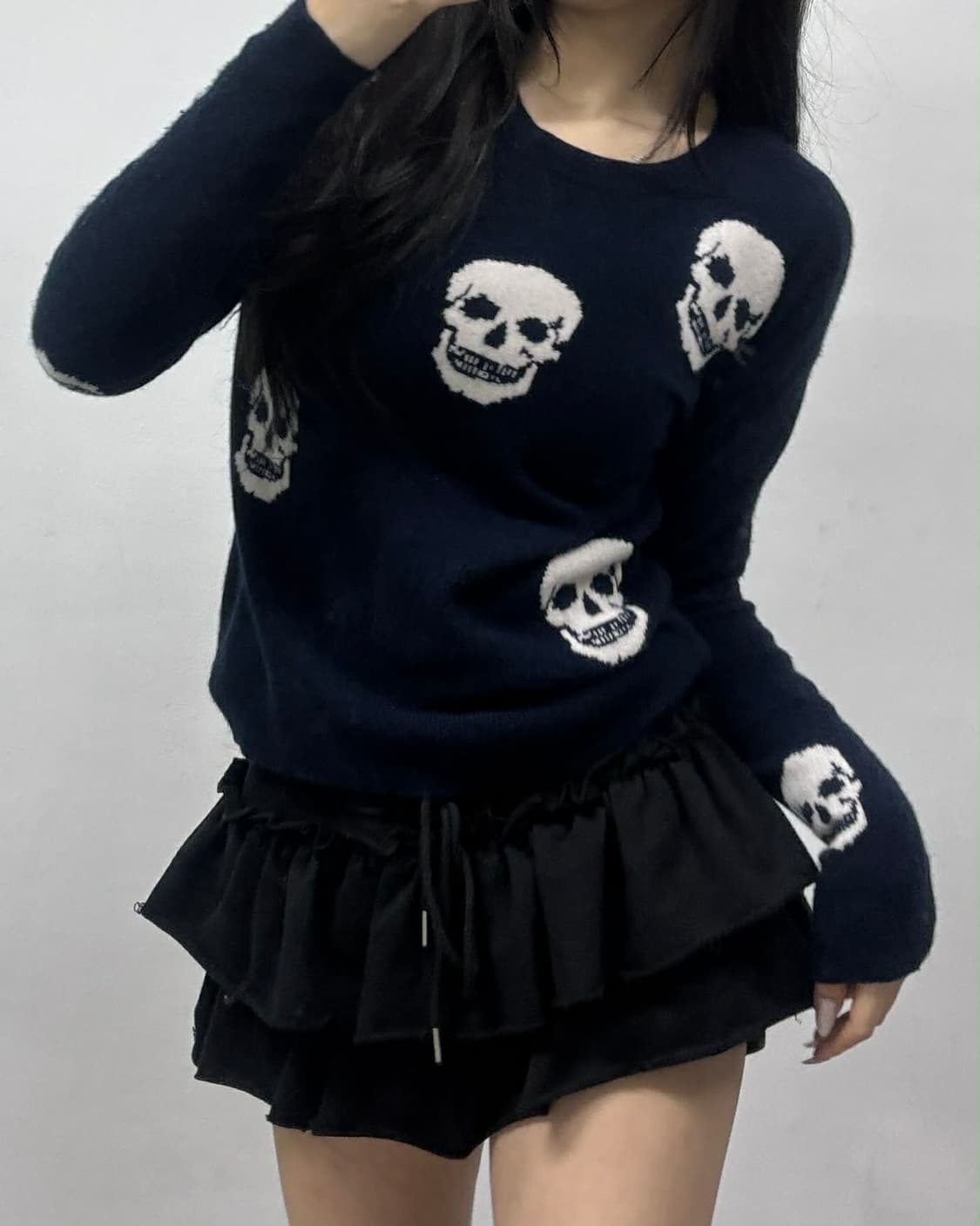 [XS]스컬 캐시미어 매장판 해골 패턴 캐시미어100% 니트 상품이미지3