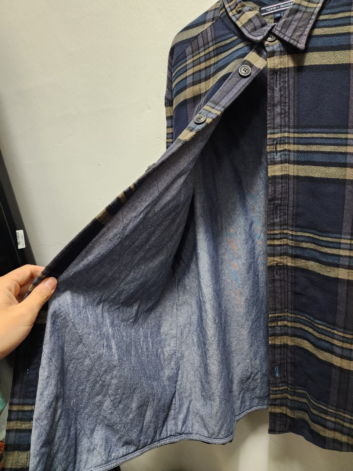 타미힐피거 뉴욕핏 누빔 네이비 체크 자켓 XXL 상품이미지3
