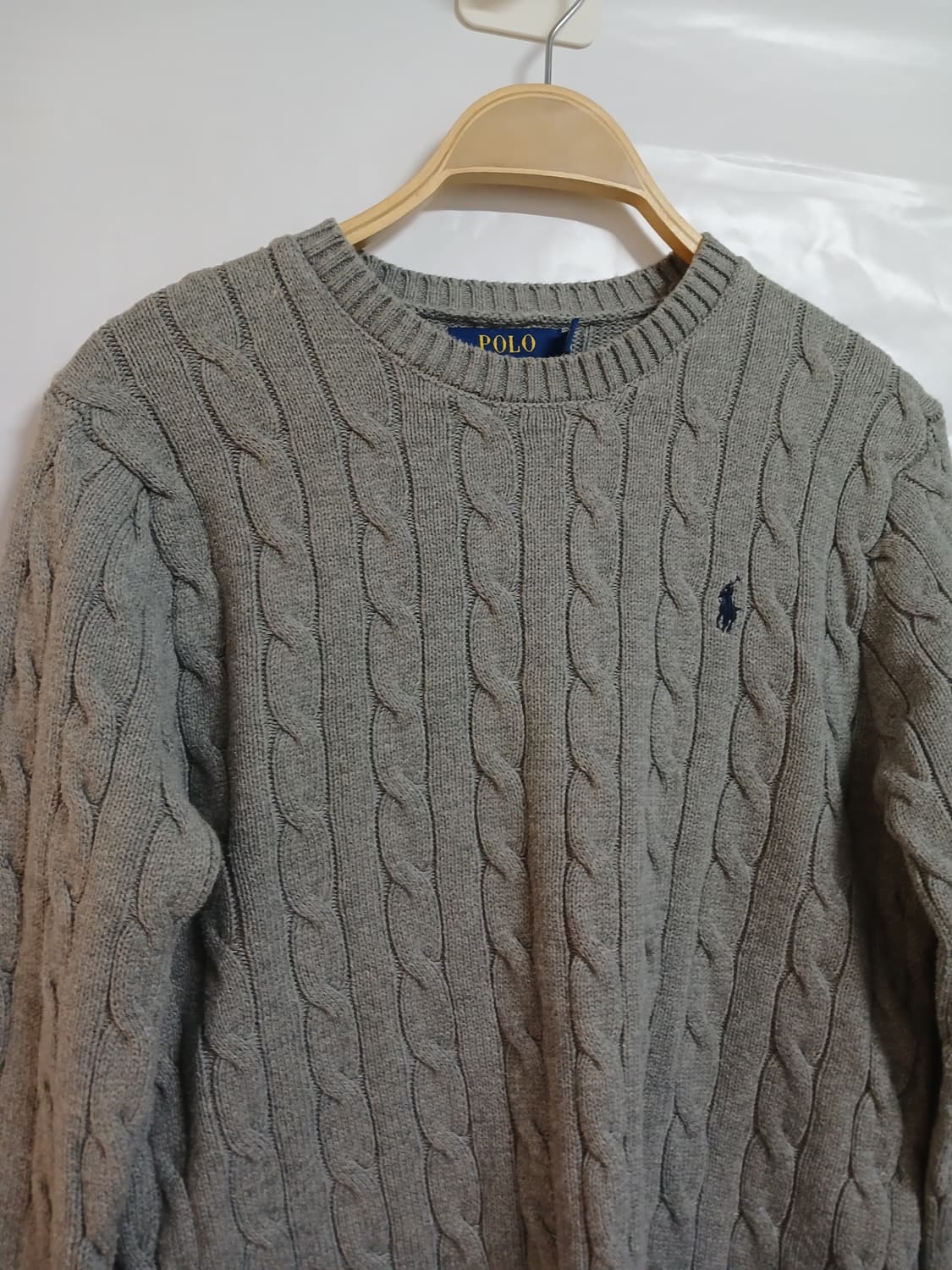 (S,90)폴로 랄프로렌 면100 꽈배기 니트 그레이 상품이미지2