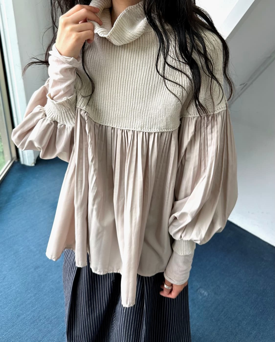 Panel design rib knit top 상품이미지8