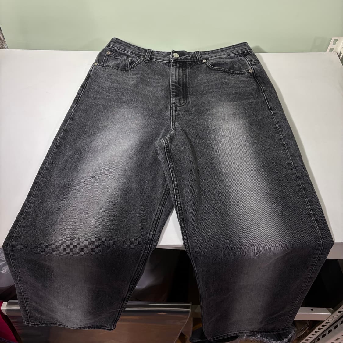 L 세터 흑청 세미와이드 워싱 데님팬츠 상품이미지2