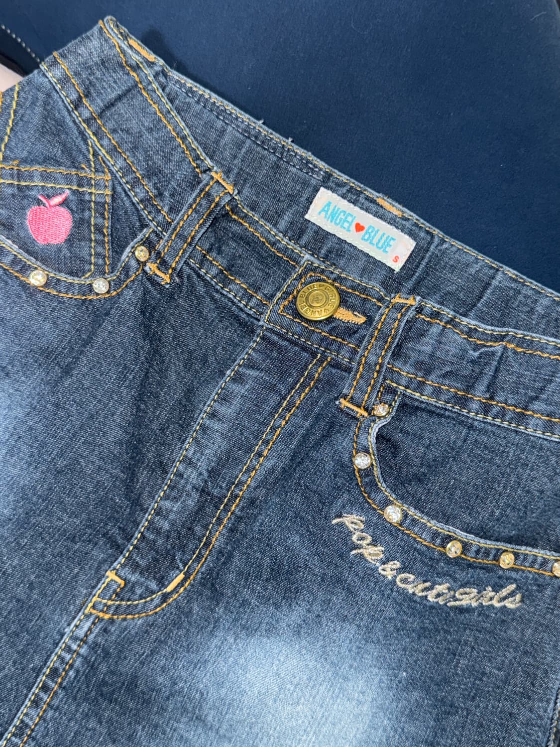 블루엔젤 큐빅 비즈라인 데님스커트 상품이미지8