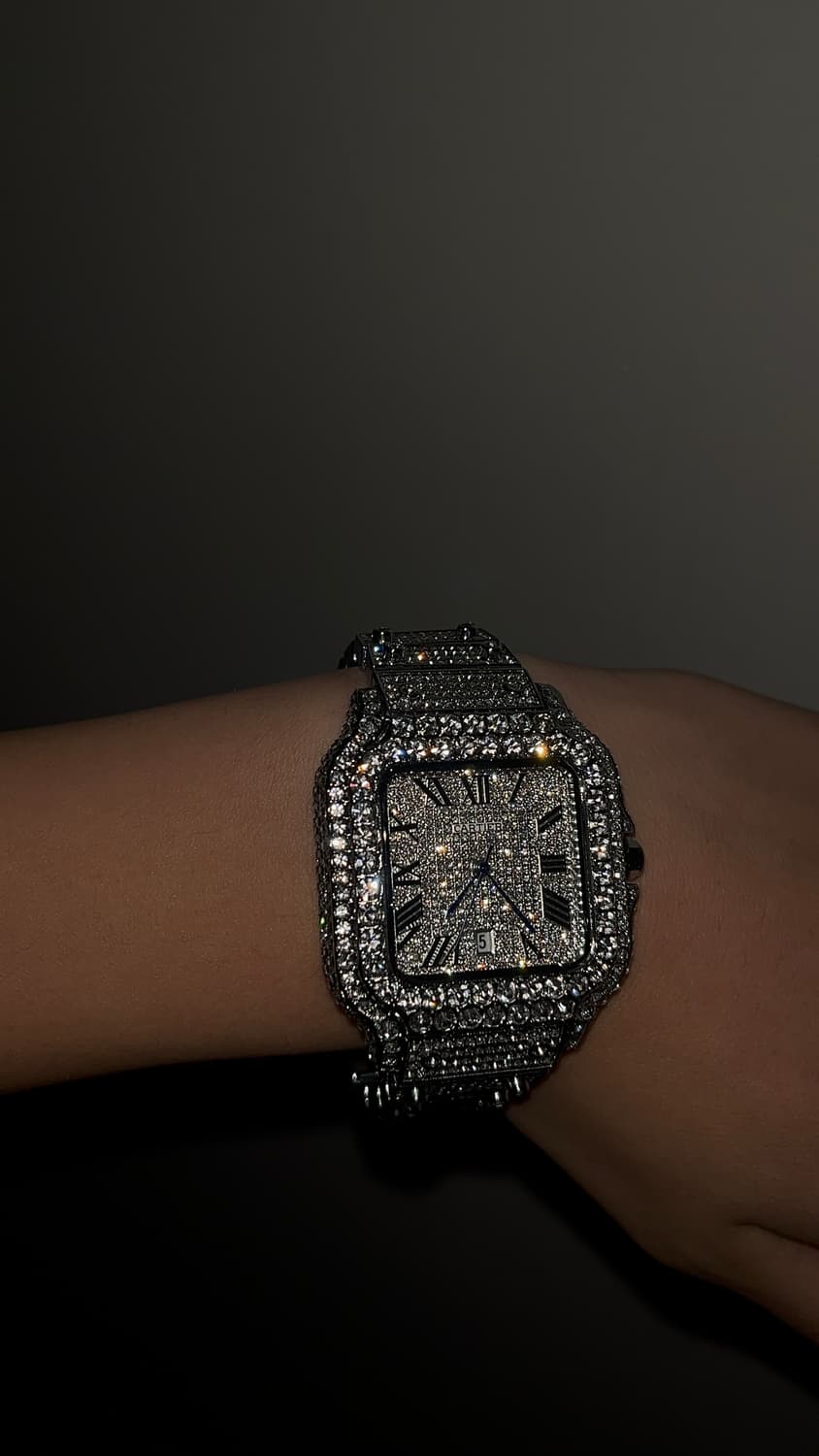 정가200 판매 iced Cartier santos 풀 모사나이트 시계 상품이미지3