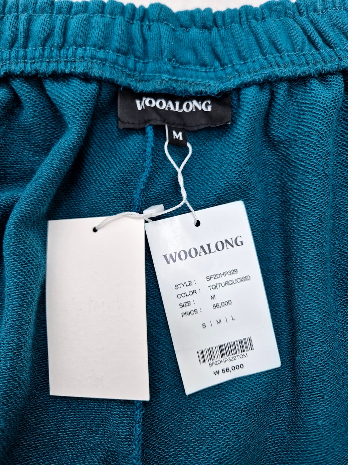 WOOALONG 터키석 컬러 스웻 하프팬츠 상품이미지6