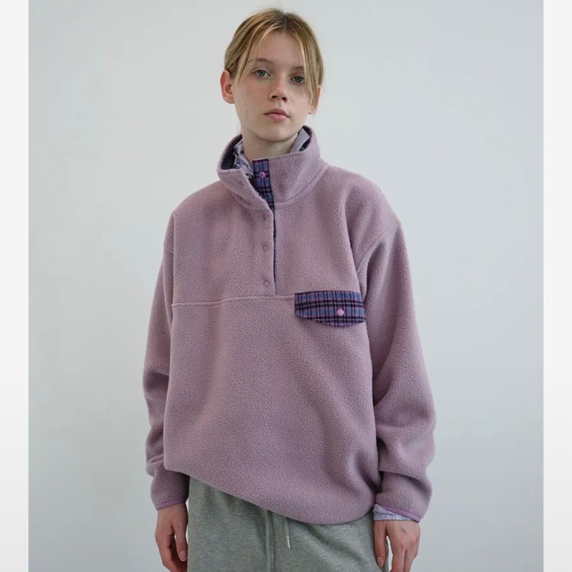 엔조블루스 레트로 스냅 플리스 아노락 (Lavender) 상품이미지1