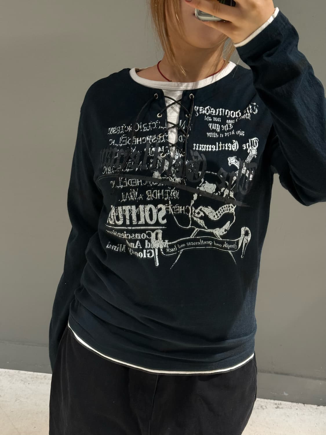 eyelet detail punk printing long sleeve 상품이미지2