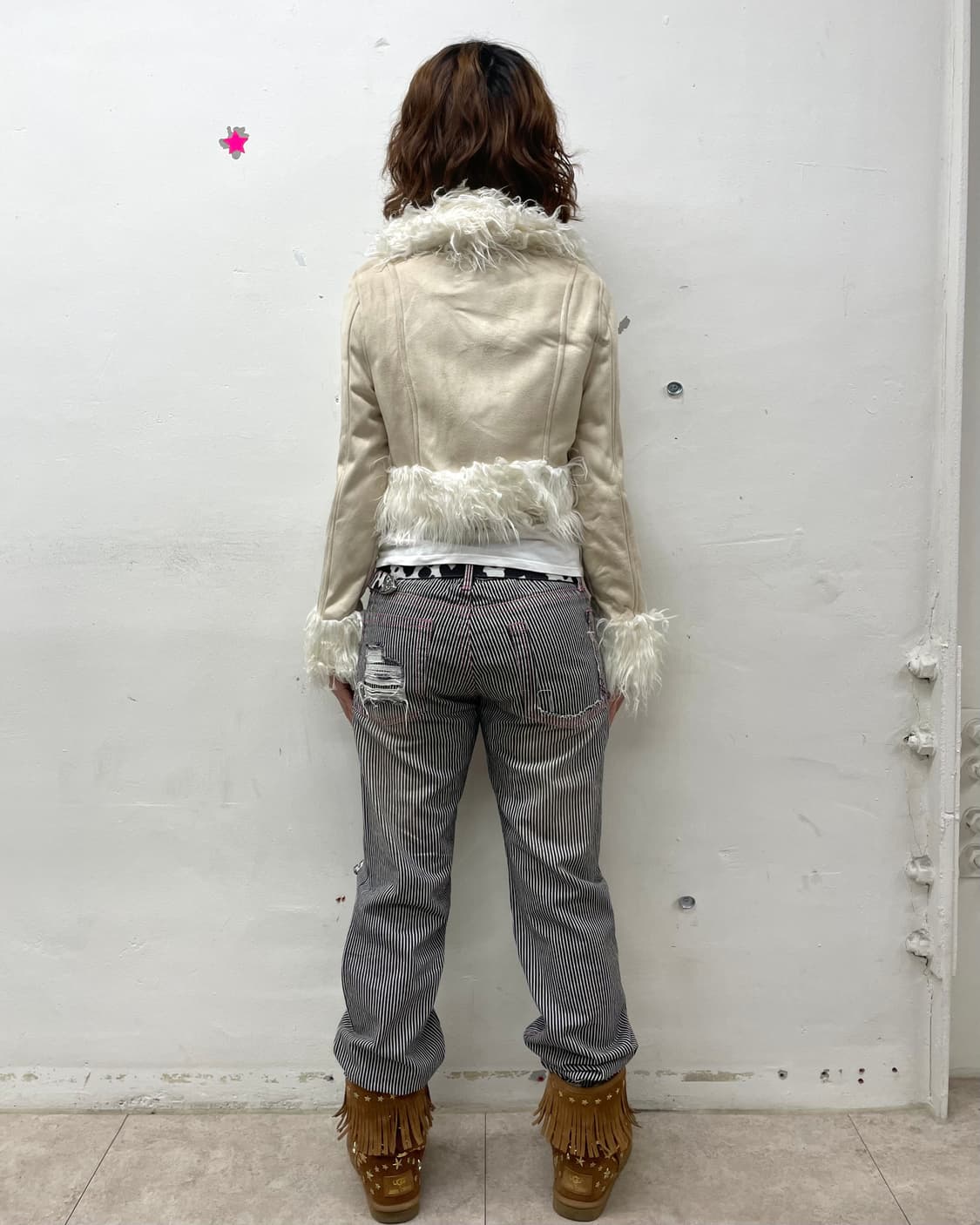 Ivory Suede Fur Cropped Jacket 상품이미지6
