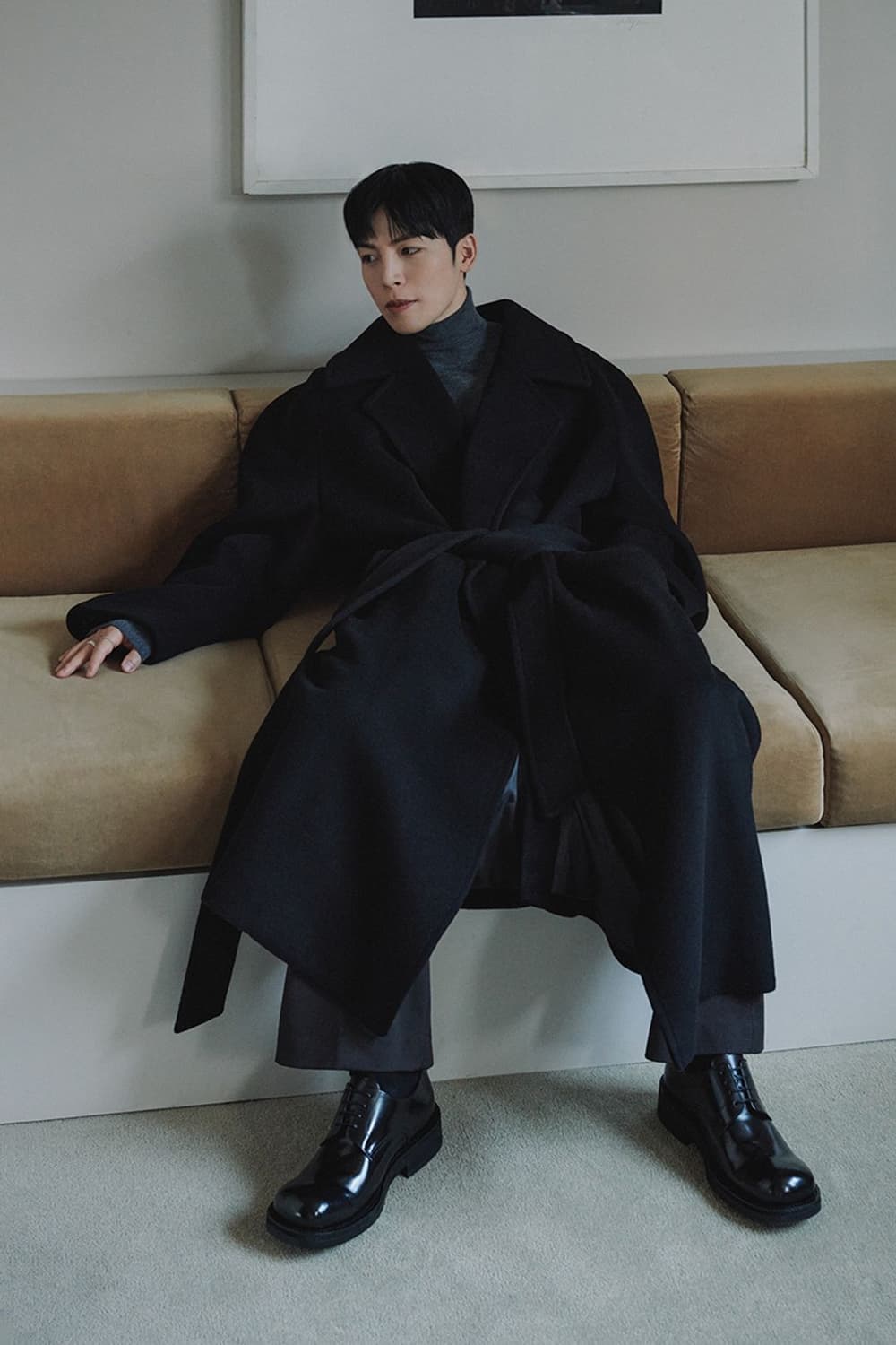 깡스타일리스트 무신사 캐시미어 블렌드 맥시 더블 로브 코트 블랙 M 상품이미지4