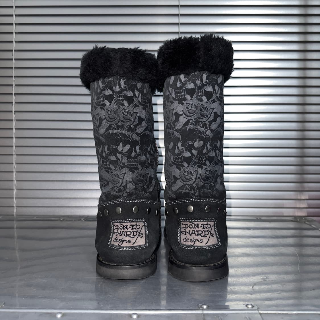 00s 레어 에드하디 스웨이드 스컬 타투 부츠 상품이미지5