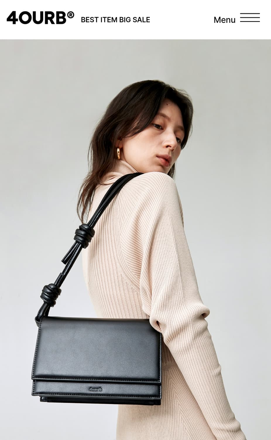 4OUR B 사비 브릭 로프 레더 크로스백 블랙 상품이미지2