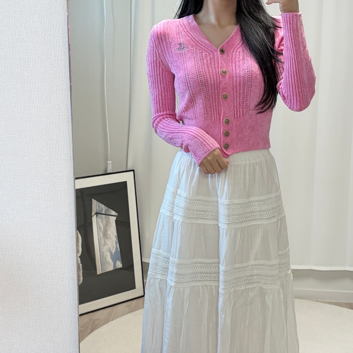 비비안웨스트우드 슬림핏 크롭 가디건-핑크 상품이미지6