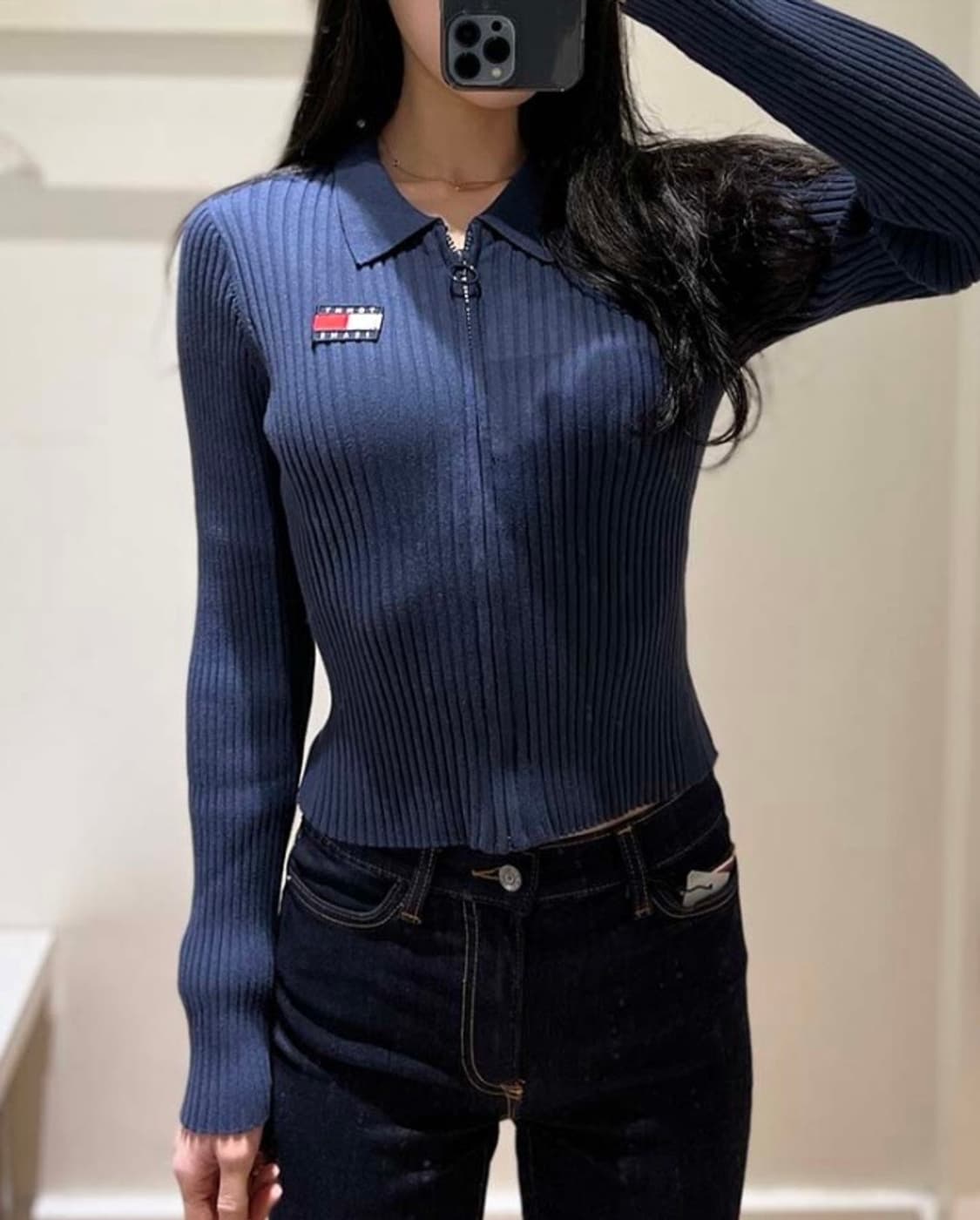 타미진스 골지 니트 집업 상품이미지2