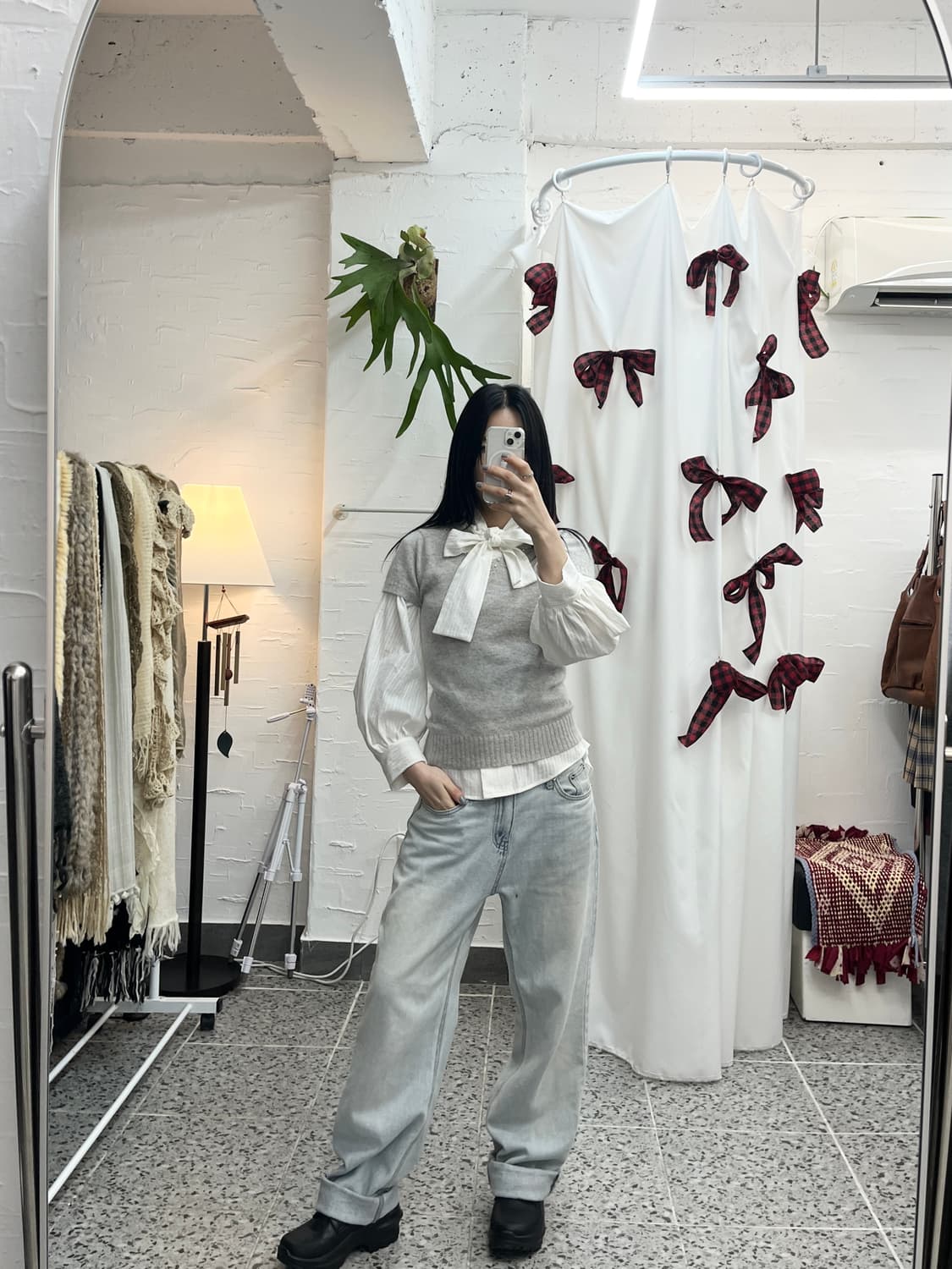 grey beads knit top 상품이미지1