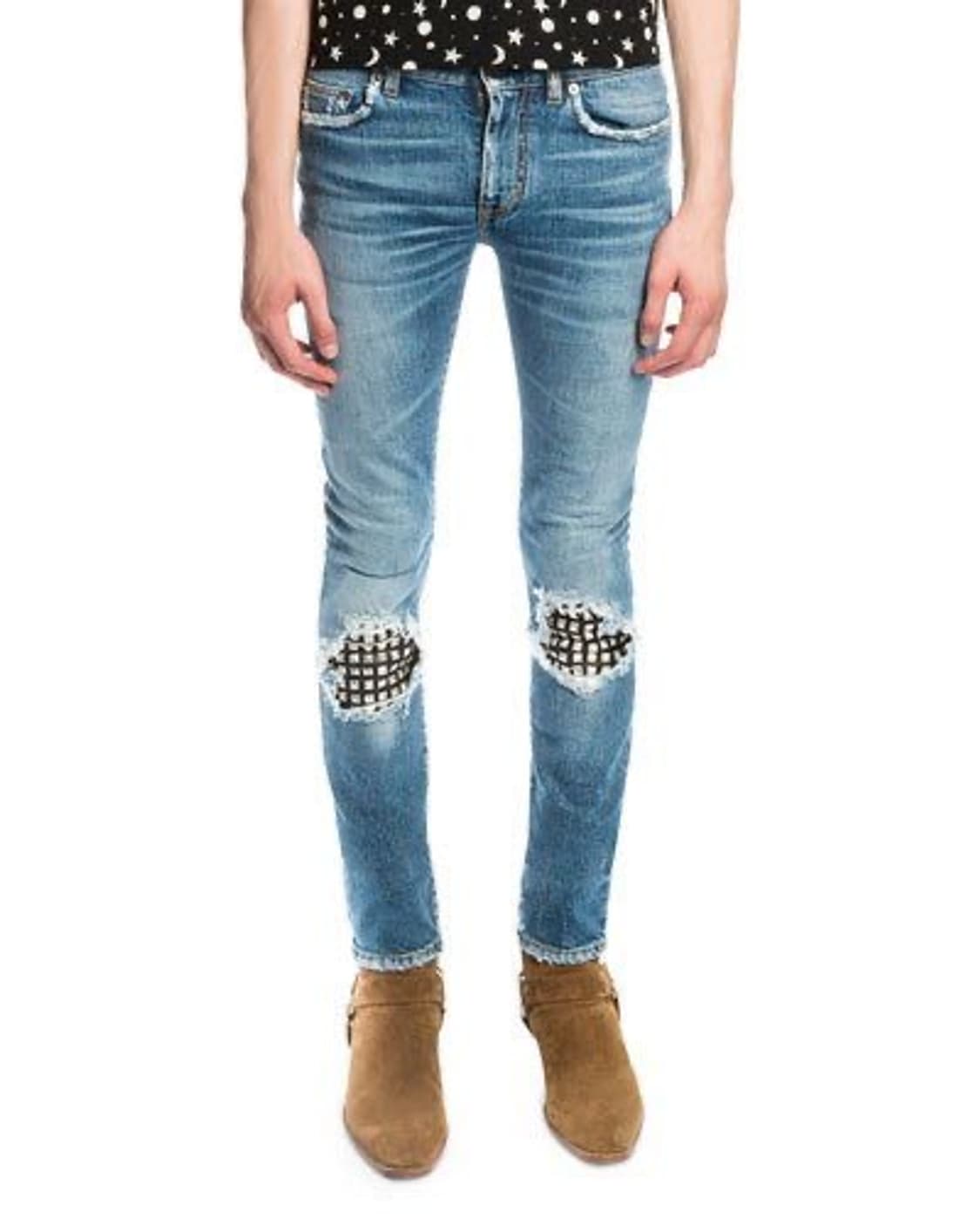 [새상품 풀구성] 생로랑 에디슬리먼 레더패치 스터드 데님 진 상품이미지1