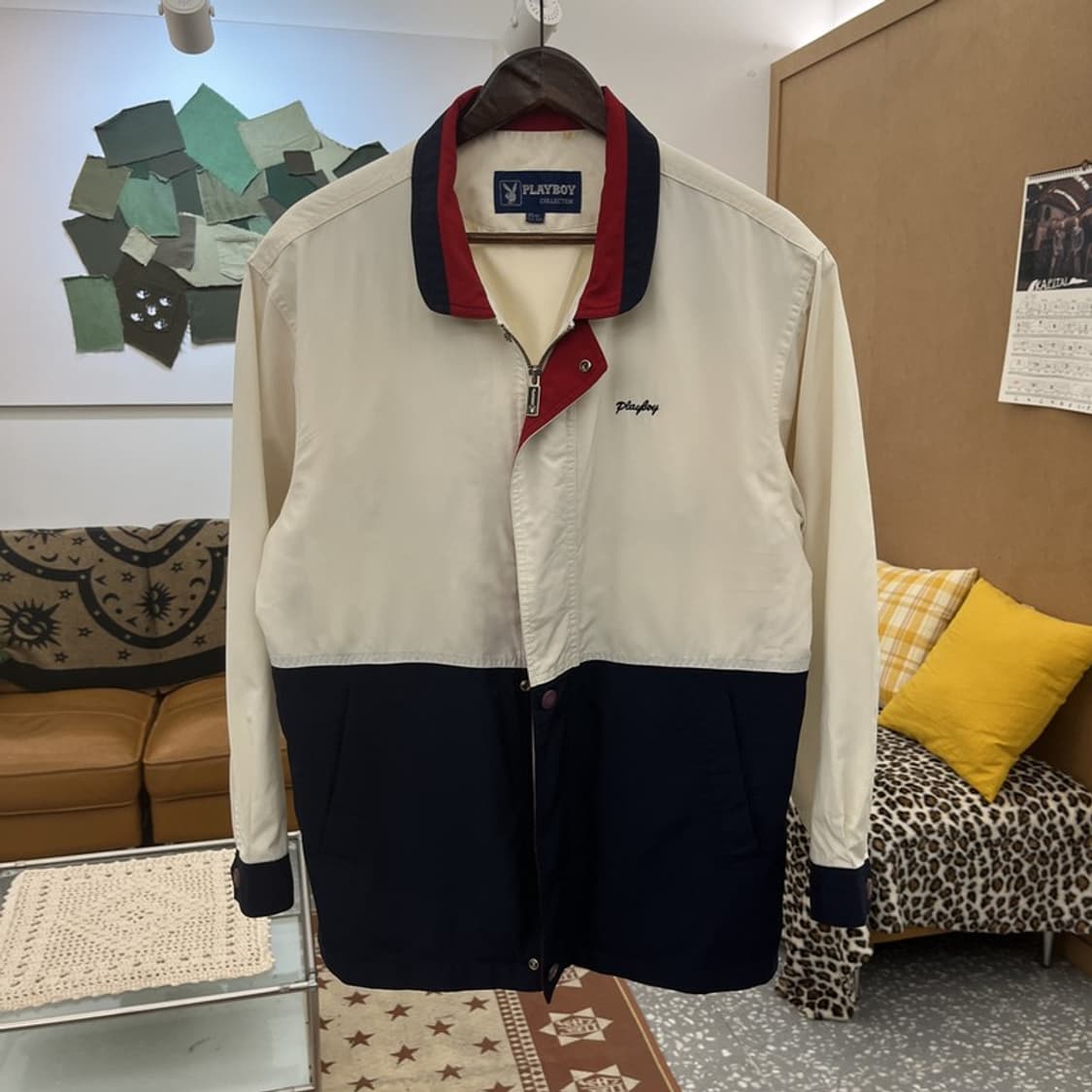 플레이보이 레트로 컨트리 빈티지 배색 바람막이 자켓 M C10142 상품이미지3