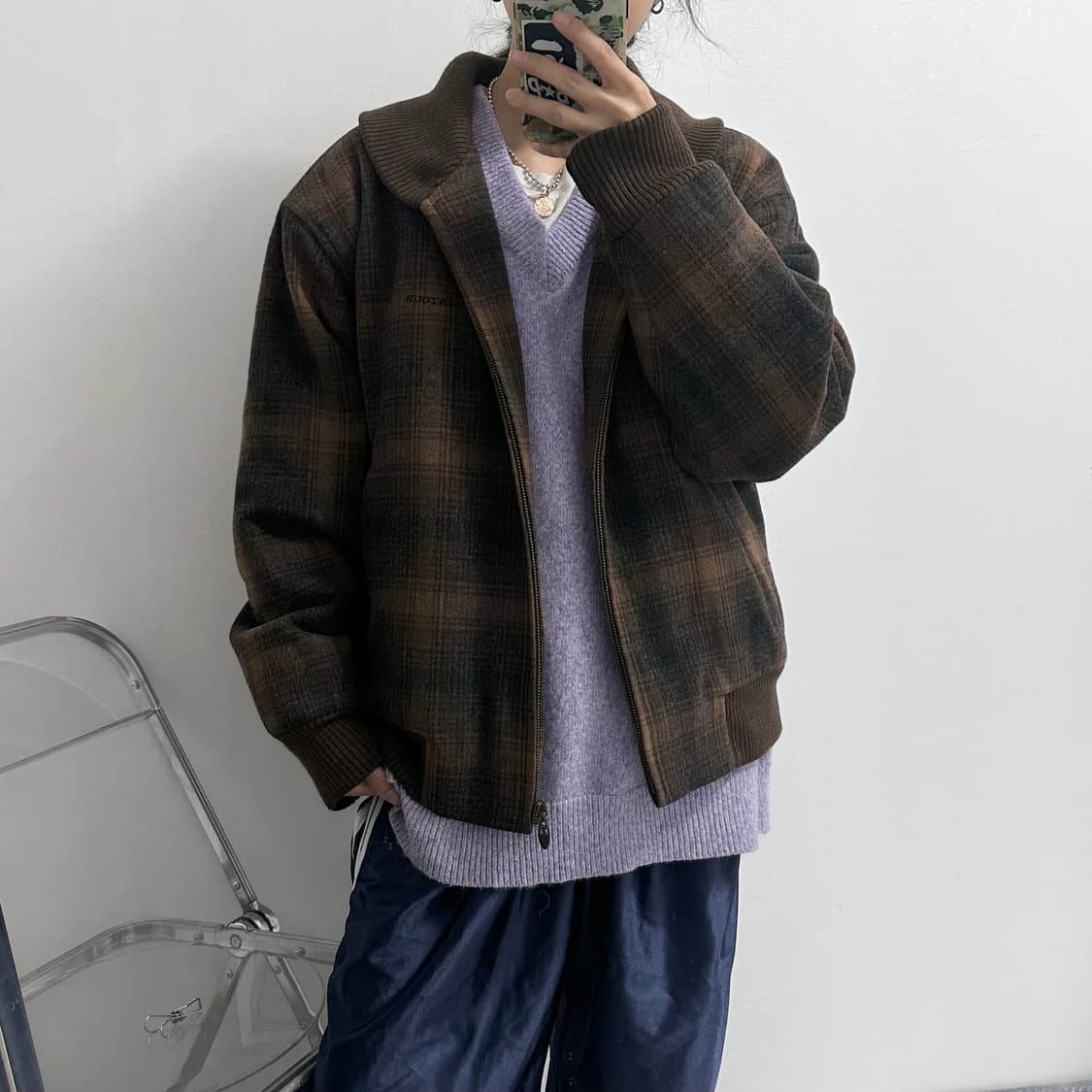 PGA tour 빈티지 숄카라 모직 블루종 자켓 상품이미지3