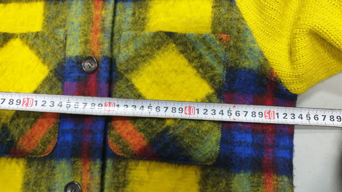 베네통 모헤어 체크 롱 코트 상품이미지5