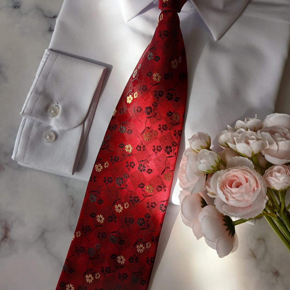 발망 실크 레드 플라워 자카드 넥타이 9.6cm A+등급 A19159
 상품이미지5