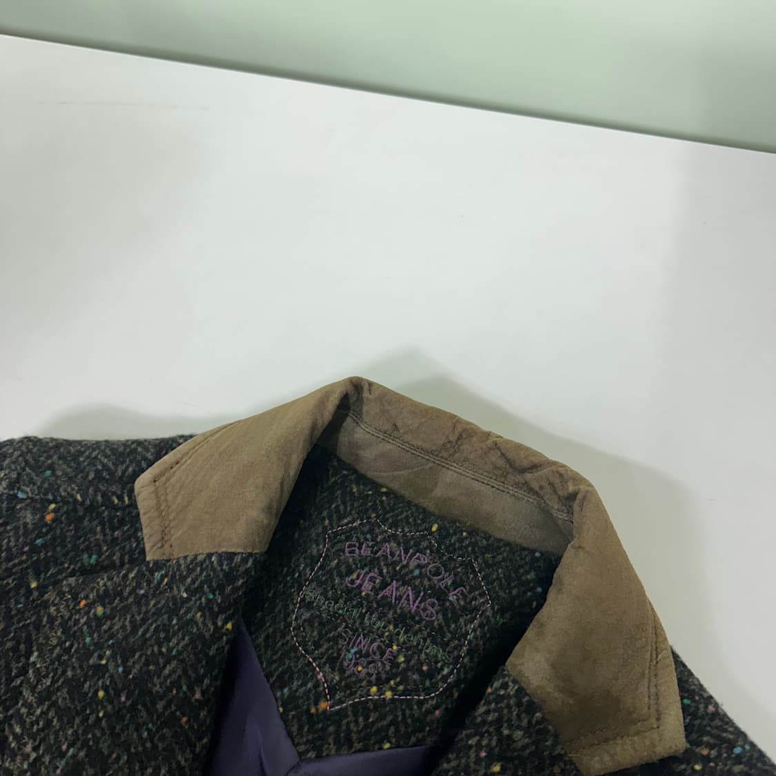 우먼M 빈폴레이디스 나염 스웨이드배색 암패치 하운드투스체크 블레이져 상품이미지5