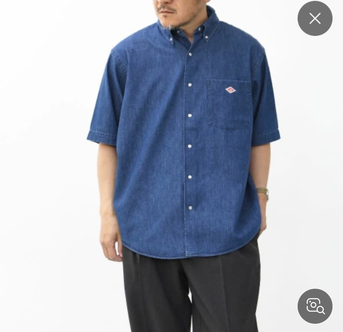 단톤 청 반팔셔츠 상품이미지1