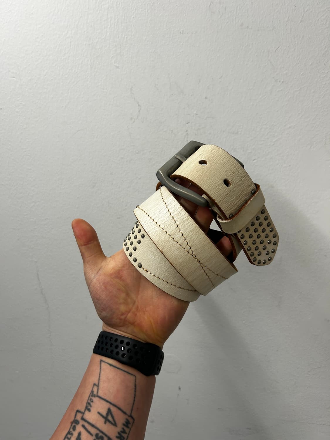 빈티지 스터드 레더 벨트 상품이미지2