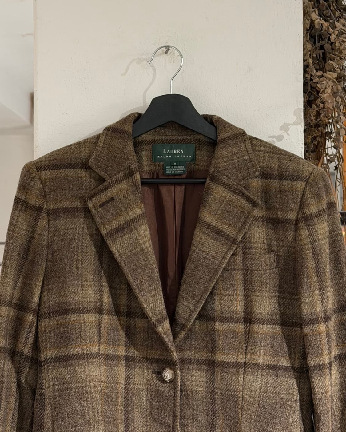 로렌 랄프로렌 브라운 체크 울 싱글 자켓 상품이미지4