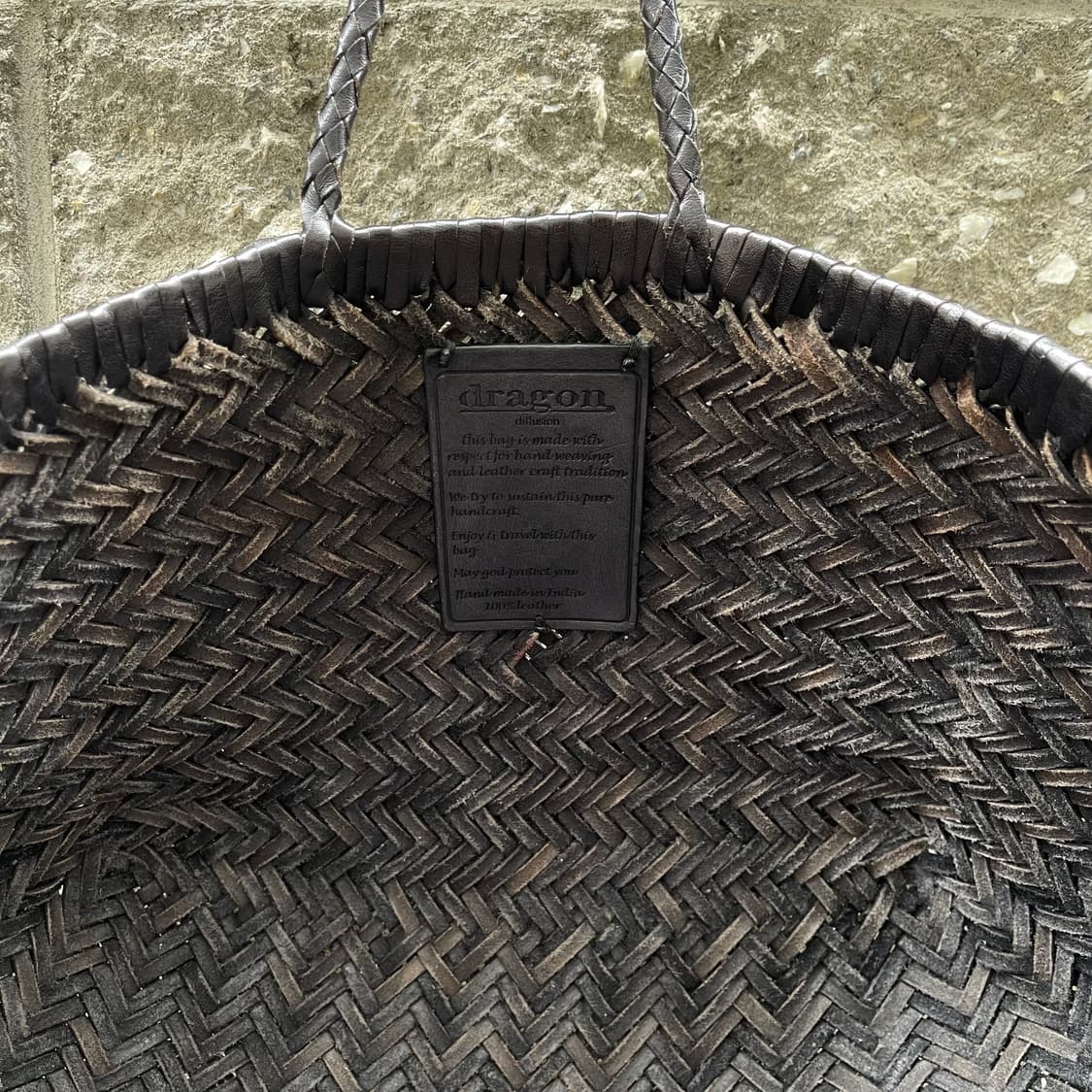 [OS] DRAGON DIFFUSION 블랙 레더 스물 위빙 토트백 상품이미지8
