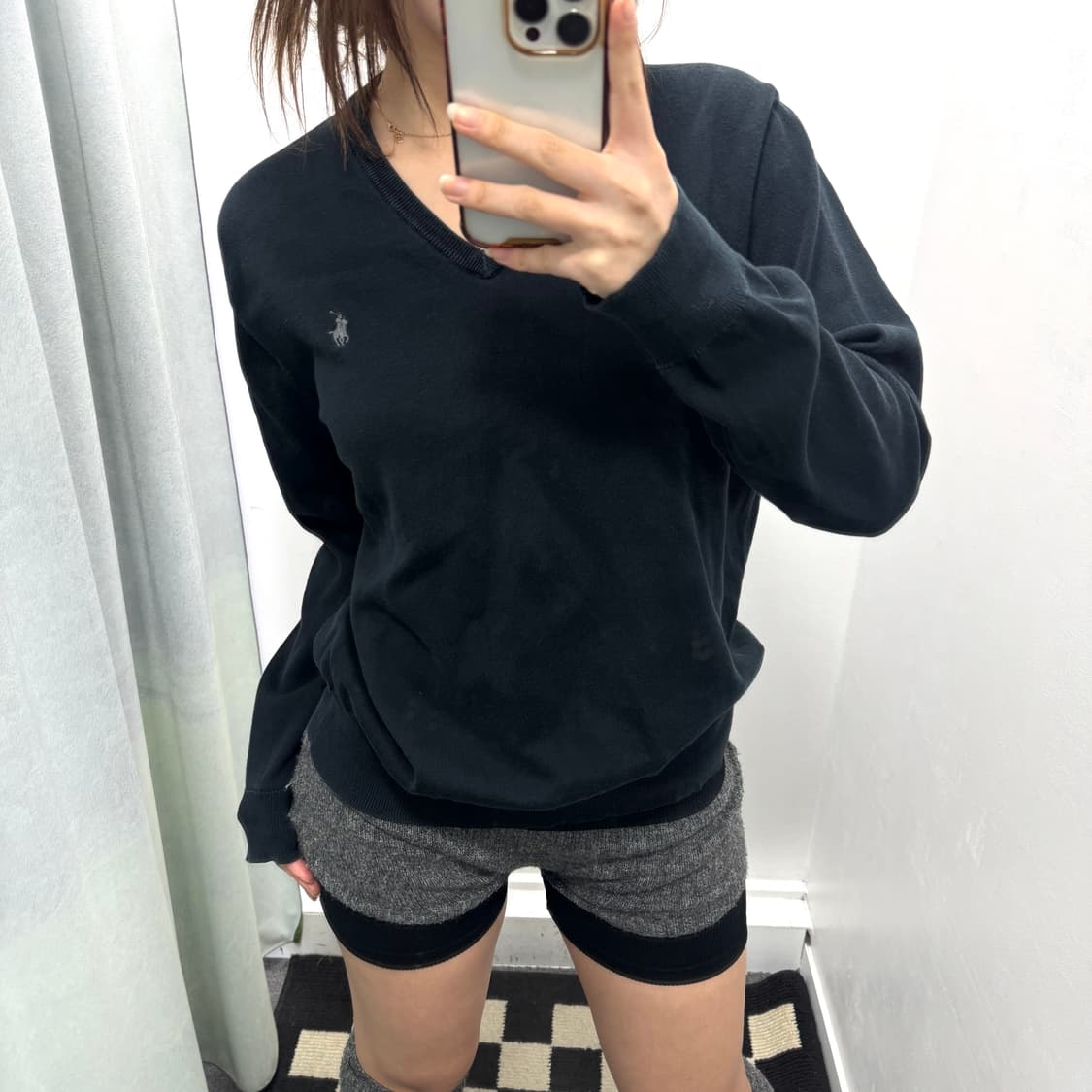 폴로 블랙 브이넥 코튼니트 상품이미지2