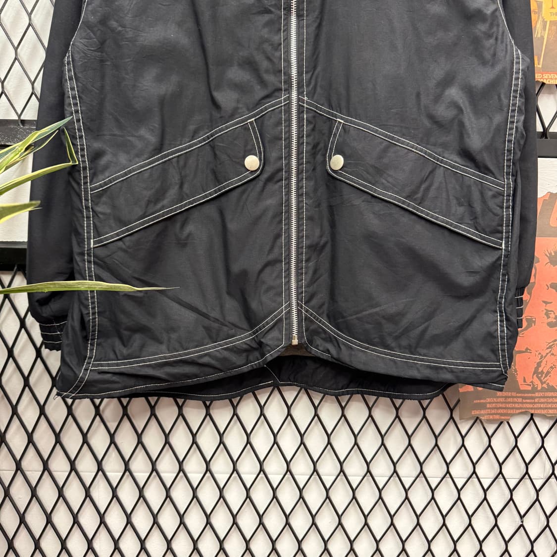 90s 나이키 올드스쿨 바람막이 전면 스티치 라인 포인트 블랙 상품이미지4