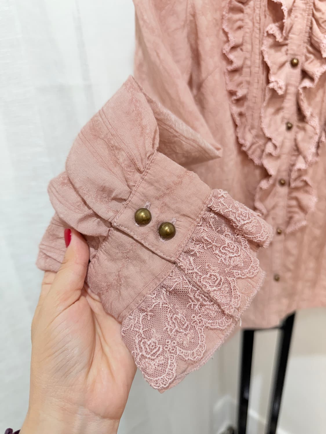 재팬빈티지 엑시즈팜 인디핑크 프릴 블라우스 긴팔블라우스 3513 상품이미지3