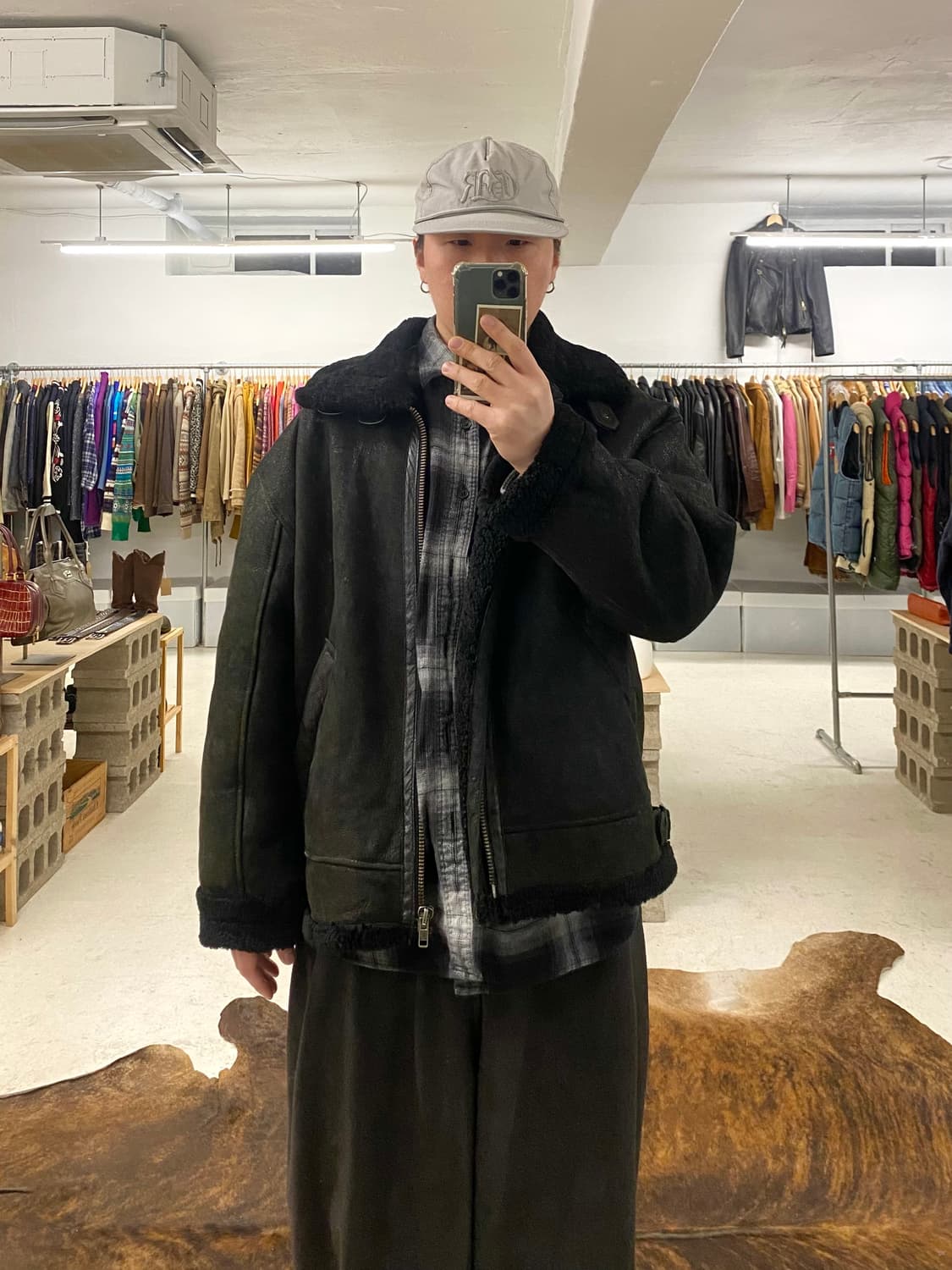 80~90's VTG b-3 shearling jacket 레더 무스탕 상품이미지2